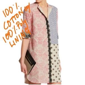 Vineet Bahl - Cotton Mixed Pattern Dress  w/ Lace - Size Small - NET-A-PORTER